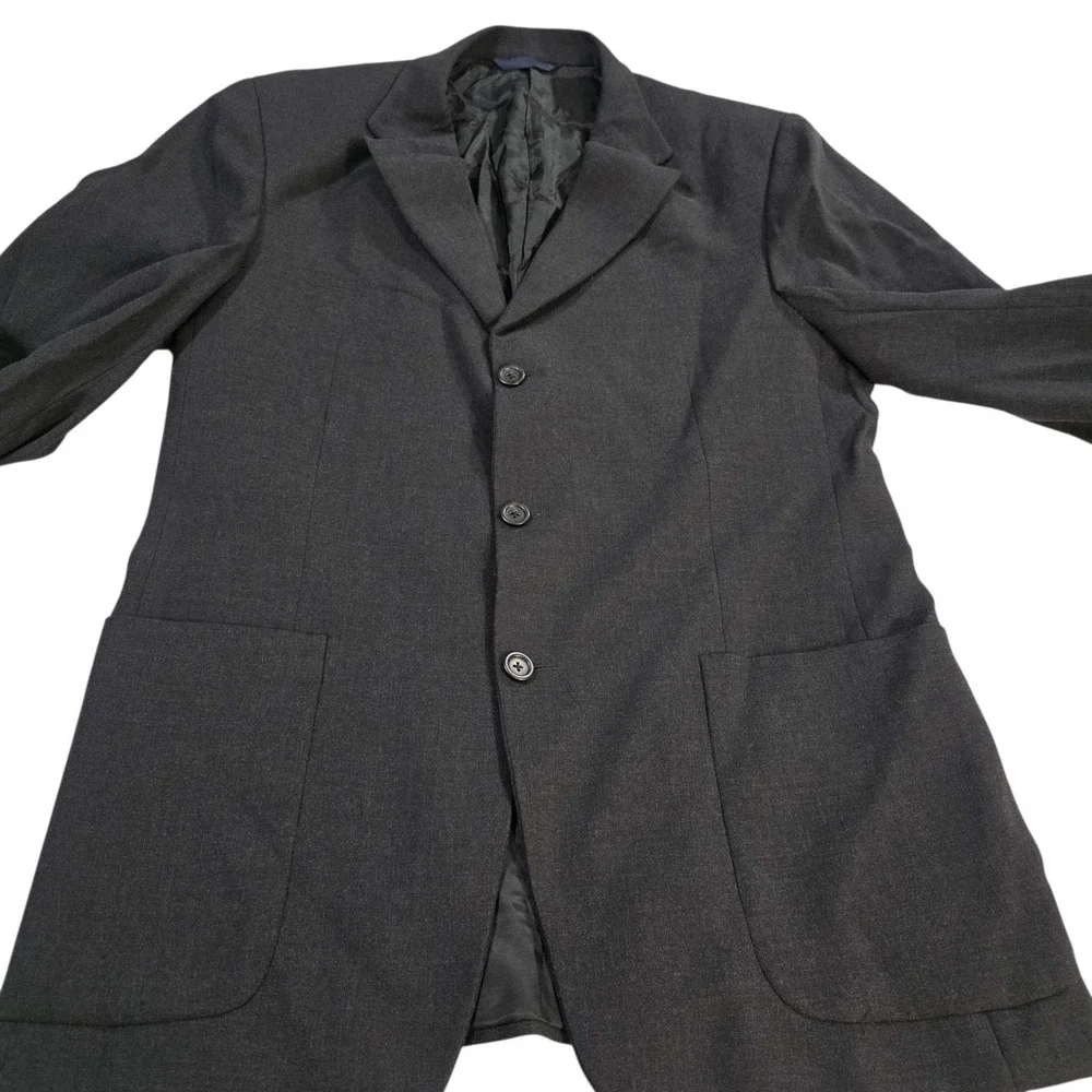 Burberry Relaxed Wool Blazer Charcoal Grey Men's Sport Coat Size 40 Reg 3-Button